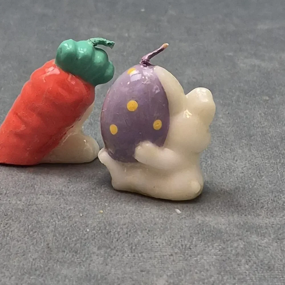 RUSS Lot of 6 Vintage Easter Bunny Wax Mini Candles Unused 2